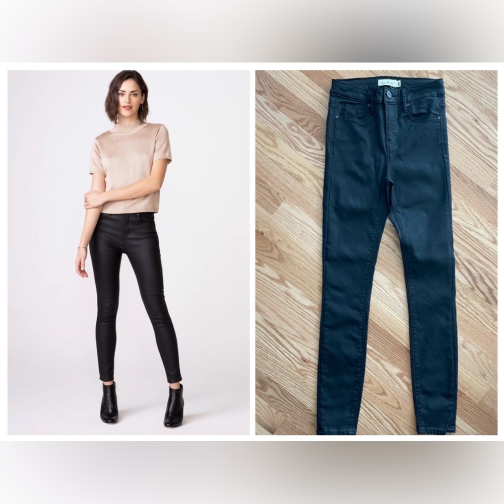 Unpublished Olivia Black High Rise Vegan Leather Skinny Jeans Size 25